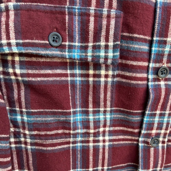 LL Bean Heavy Chamois Cloth Shirt Traditional Fit Maroon Blue Plaid XXL B8 - Picture 5 of 5